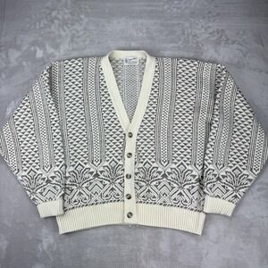 Vintage 70s Clipper Mist Knit Sweater Mens 2XL BIG Geometric Grandpa Core‎ USA
